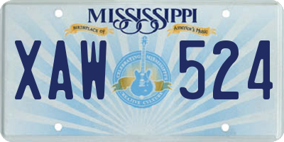 MS license plate XAW524
