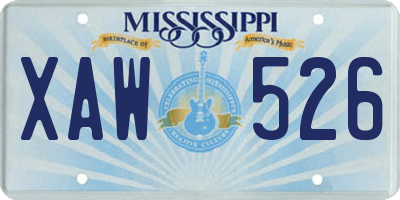 MS license plate XAW526
