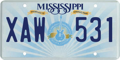 MS license plate XAW531