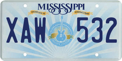 MS license plate XAW532
