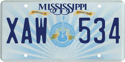 MS license plate XAW534