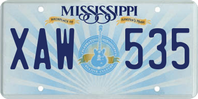 MS license plate XAW535