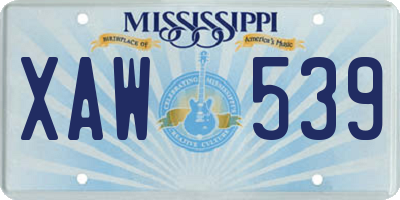 MS license plate XAW539