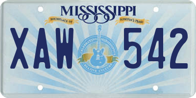 MS license plate XAW542