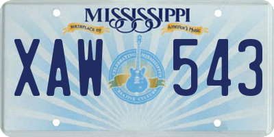 MS license plate XAW543