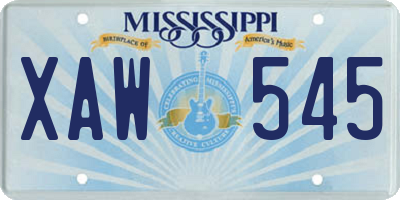 MS license plate XAW545