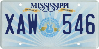 MS license plate XAW546