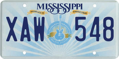MS license plate XAW548