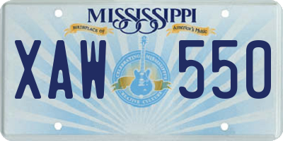 MS license plate XAW550