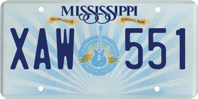 MS license plate XAW551