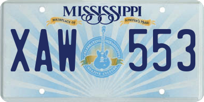 MS license plate XAW553