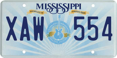MS license plate XAW554