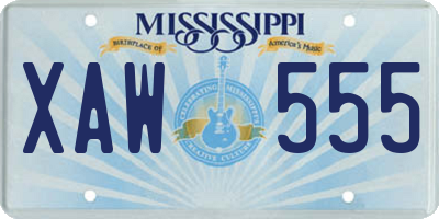 MS license plate XAW555