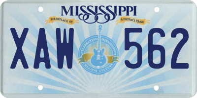 MS license plate XAW562