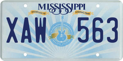 MS license plate XAW563