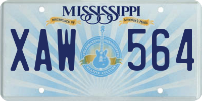 MS license plate XAW564