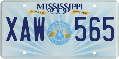 MS license plate XAW565