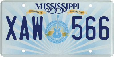 MS license plate XAW566