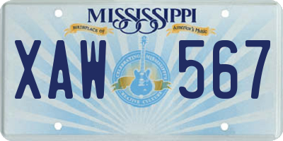 MS license plate XAW567