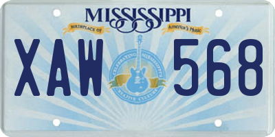 MS license plate XAW568
