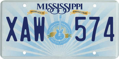 MS license plate XAW574