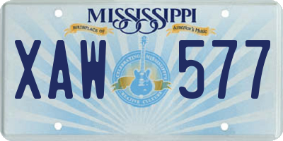 MS license plate XAW577