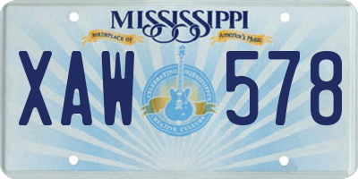 MS license plate XAW578