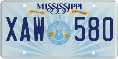 MS license plate XAW580