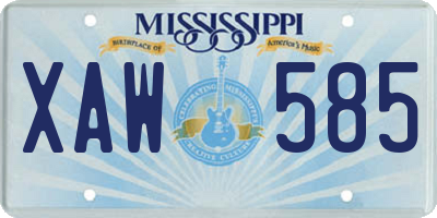 MS license plate XAW585