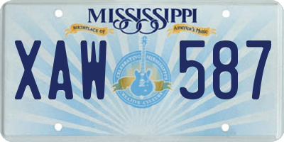 MS license plate XAW587