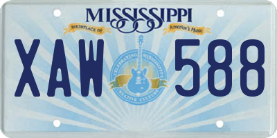 MS license plate XAW588