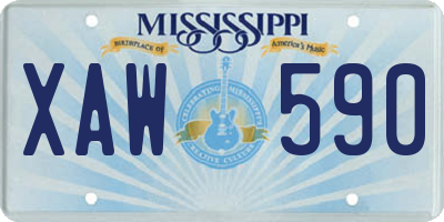 MS license plate XAW590