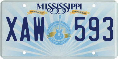 MS license plate XAW593