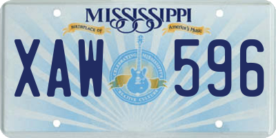 MS license plate XAW596