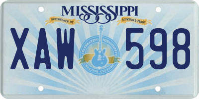 MS license plate XAW598