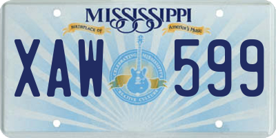 MS license plate XAW599