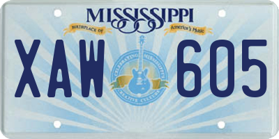 MS license plate XAW605