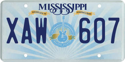 MS license plate XAW607