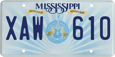 MS license plate XAW610