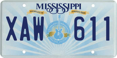 MS license plate XAW611