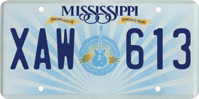 MS license plate XAW613