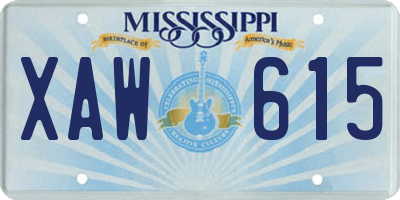 MS license plate XAW615