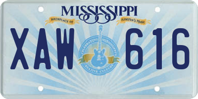 MS license plate XAW616