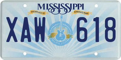 MS license plate XAW618