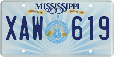 MS license plate XAW619