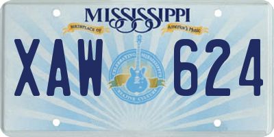 MS license plate XAW624