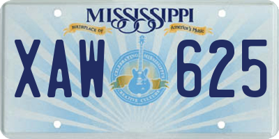 MS license plate XAW625