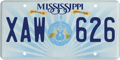 MS license plate XAW626