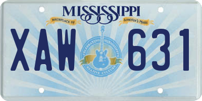MS license plate XAW631