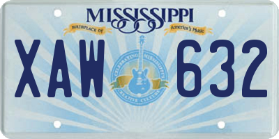 MS license plate XAW632